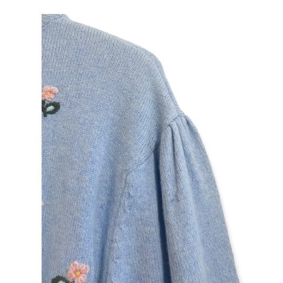 NWT Something Navy Embroidered Mock Neck Sweater, Blue, Size L - Picture 9 of 15